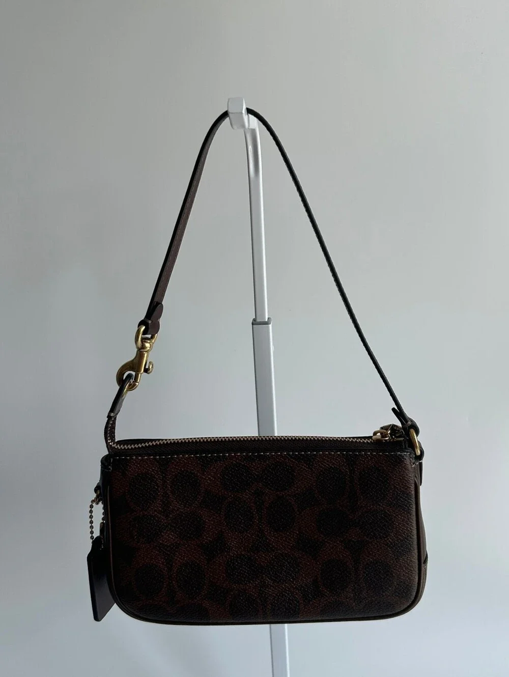 Coach Plaza Bag 18 Signature Brown Mini Shoulder Bag Very Good